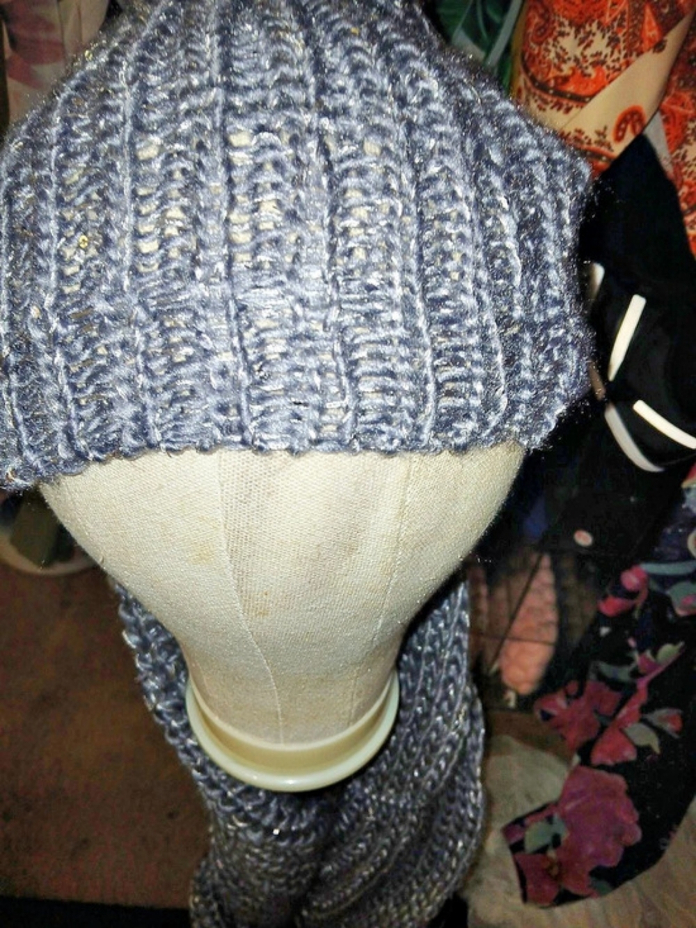 2 Pc Gray Knit Hat with Neck Coverage